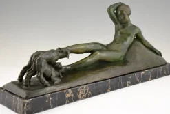 Pamono Art Deco Bronze Sculpture by Georges Gori for La Pointe Editeur, 1930s><noscript><img width=