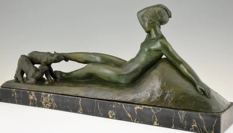 Pamono Art Deco Bronze Sculpture by Georges Gori for La Pointe Editeur, 1930s> Art Deco