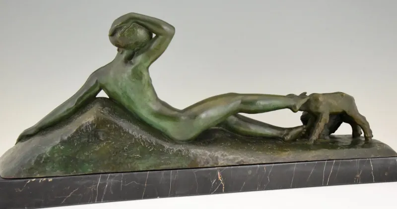 Pamono Art Deco Bronze Sculpture by Georges Gori for La Pointe Editeur, 1930s> Art Deco