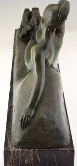 Pamono Art Deco Bronze Sculpture by Georges Gori for La Pointe Editeur, 1930s><noscript><img width=