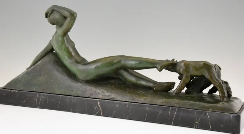 Pamono Art Deco Bronze Sculpture by Georges Gori for La Pointe Editeur, 1930s> Art Deco