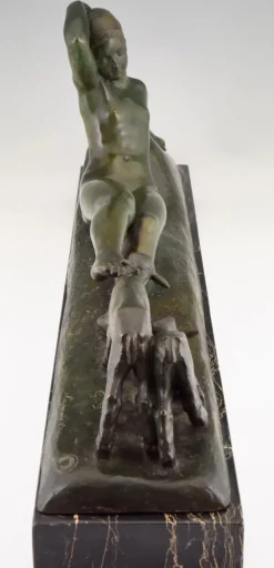 Pamono Art Deco Bronze Sculpture by Georges Gori for La Pointe Editeur, 1930s><noscript><img width=