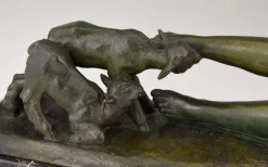 Pamono Art Deco Bronze Sculpture by Georges Gori for La Pointe Editeur, 1930s><noscript><img width=