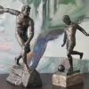 Pamono Art Deco Bronze Statues, Germany, 1930s, Set of 2> Art Deco|Sculpture