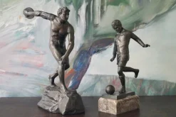 Pamono Art Deco Bronze Statues, Germany, 1930s, Set of 2> Art Deco|Sculpture