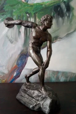 Pamono Art Deco Bronze Statues, Germany, 1930s, Set of 2><noscript><img width=
