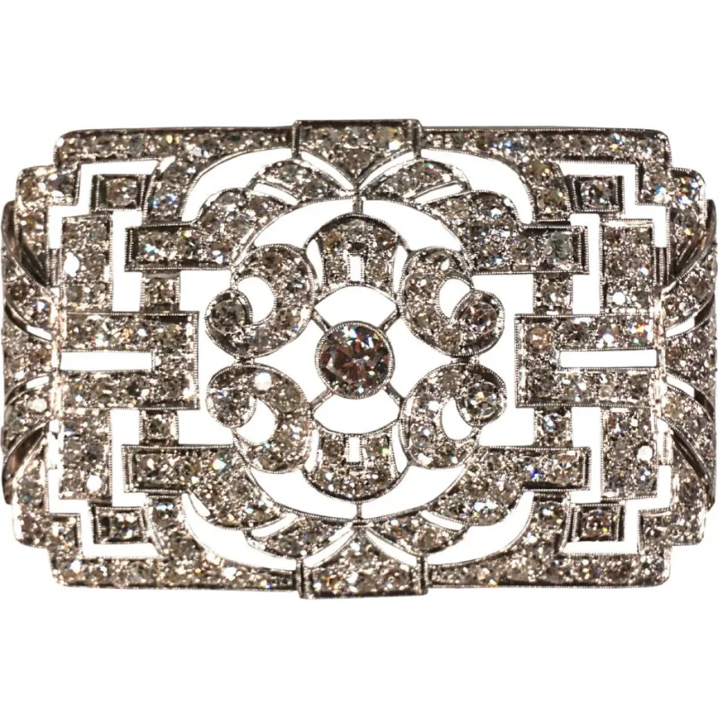 Pamono Art Deco Brooch in Platinum 950 with Diamonds, 1930s> Brooches