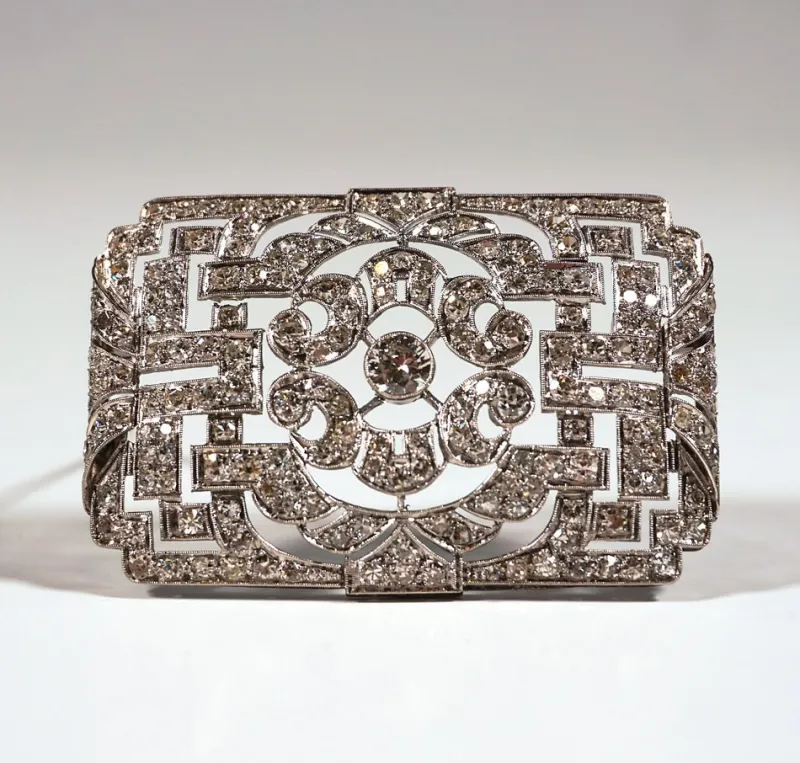 Pamono Art Deco Brooch in Platinum 950 with Diamonds, 1930s> Brooches