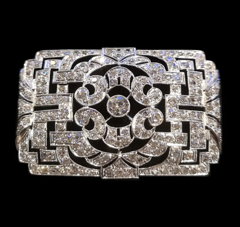 Pamono Art Deco Brooch in Platinum 950 with Diamonds, 1930s> Brooches