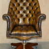 Clearance Pamono Art Deco Brown Leather Chesterfield Chair, 1920s