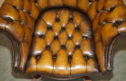 Clearance Pamono Art Deco Brown Leather Chesterfield Chair, 1920s