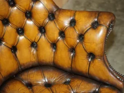 Clearance Pamono Art Deco Brown Leather Chesterfield Chair, 1920s