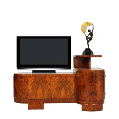 Pamono Art Deco Burl Walnut Sculptural Entry Cabinet by Osvaldo Borsani, 1930s><noscript><img width=