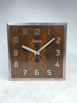 Pamono Art Deco Burl Walnut Vedette Wall Clock, 1930s> Clocks
