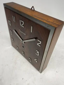 Pamono Art Deco Burl Walnut Vedette Wall Clock, 1930s><noscript><img width=