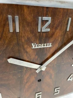 Pamono Art Deco Burl Walnut Vedette Wall Clock, 1930s><noscript><img width=