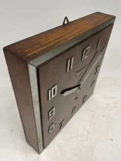 Pamono Art Deco Burl Walnut Vedette Wall Clock, 1930s><noscript><img width=