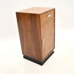 Pamono Art Deco Burr Elm and Walnut Bedside Cabinet, 1930s