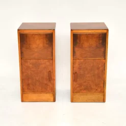 Outlet Pamono Art Deco Burr Walnut Bedside Cabinets, 1930s, Set of 2