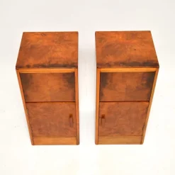 Outlet Pamono Art Deco Burr Walnut Bedside Cabinets, 1930s, Set of 2