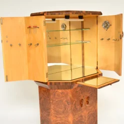 Pamono Art Deco Burr Walnut Cocktail Cabinet, 1930s><noscript><img width=