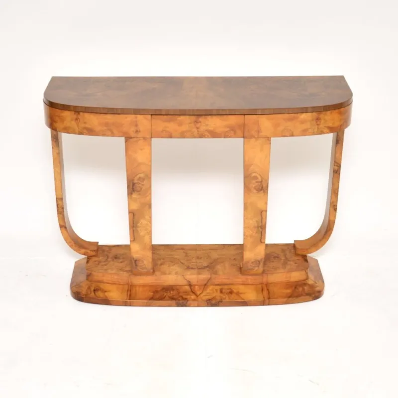 Discount Pamono Art Deco Burr Walnut Console Table by Hille, 1934