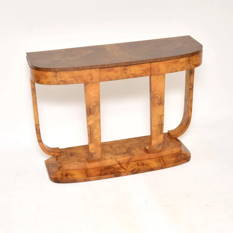 Discount Pamono Art Deco Burr Walnut Console Table by Hille, 1934