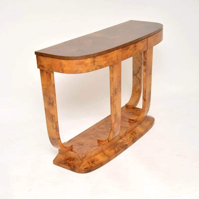 Discount Pamono Art Deco Burr Walnut Console Table by Hille, 1934
