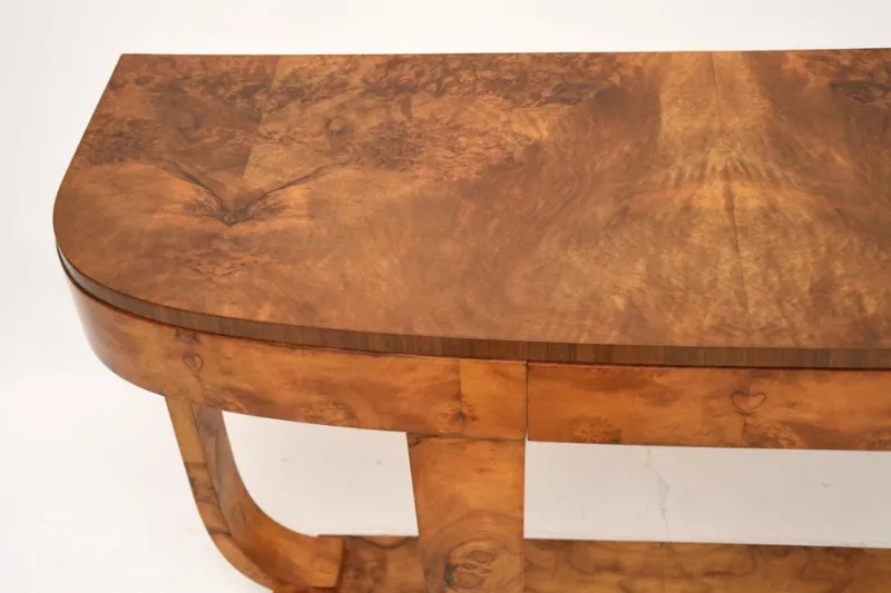 Discount Pamono Art Deco Burr Walnut Console Table by Hille, 1934