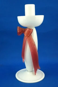 Best Pamono Art Deco Candelabra in Opaline Murano Glass with Bow by Napoleone Martinuzzi, Italy, 1930s
