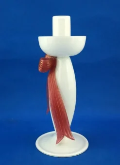 Best Pamono Art Deco Candelabra in Opaline Murano Glass with Bow by Napoleone Martinuzzi, Italy, 1930s