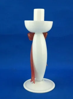 Best Pamono Art Deco Candelabra in Opaline Murano Glass with Bow by Napoleone Martinuzzi, Italy, 1930s