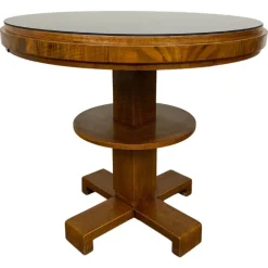 New Pamono Art Deco Card Table with Black Glass Top, 1930s