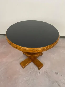 New Pamono Art Deco Card Table with Black Glass Top, 1930s