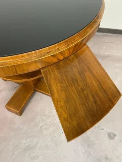 New Pamono Art Deco Card Table with Black Glass Top, 1930s
