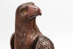 Hot Pamono Art Deco Carved Wooden Eagle Sculpture with Glass Eyes, 1960s