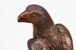 Hot Pamono Art Deco Carved Wooden Eagle Sculpture with Glass Eyes, 1960s