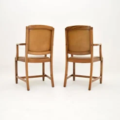 Pamono Art Deco Carver Armchairs in Walnut and Leather, 1930s, Set of 2> Lounge Chairs & Armchairs