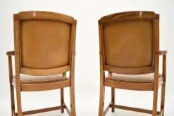 Pamono Art Deco Carver Armchairs in Walnut and Leather, 1930s, Set of 2><noscript><img width=
