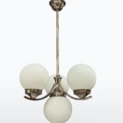 Pamono Art Deco Chrome Pendant with Opaline Glass, 1930s