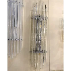 Pamono Art Deco Clear Bars Murano Glass Sconces