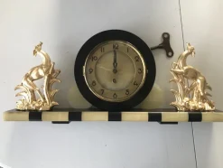 Outlet Pamono Art Deco Clock in Marble and Brass, 1930s
