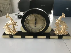 Outlet Pamono Art Deco Clock in Marble and Brass, 1930s