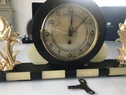 Outlet Pamono Art Deco Clock in Marble and Brass, 1930s