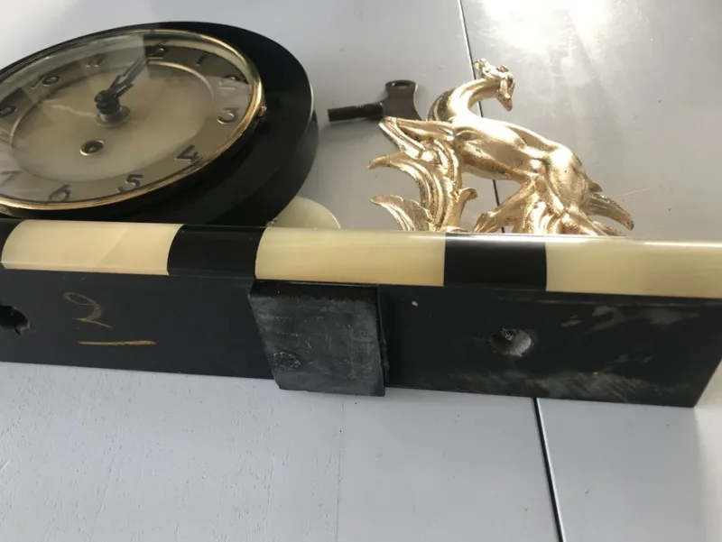 Outlet Pamono Art Deco Clock in Marble and Brass, 1930s