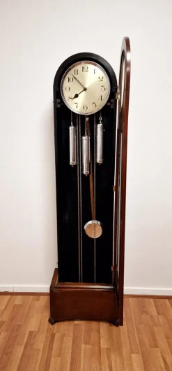 New Pamono Art Deco Clock with Long Case in Oak, 1940s
