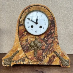 Hot Pamono Art Deco Clock with Marble Trim, 1890s, Set of 3