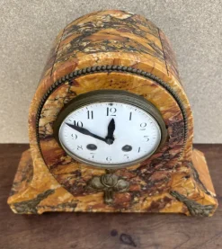 Hot Pamono Art Deco Clock with Marble Trim, 1890s, Set of 3