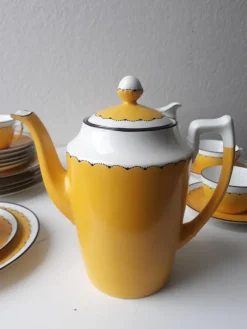 Pamono Art Deco Coffee Service in Porcelain from Suisse Langenthal, Switzerland, 1930s, Set of 22><noscript><img width=