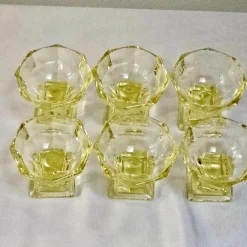 Pamono Art Deco Decanter Set in Yellow Glass by Moser/Bohemia, Czech, 1920s><noscript><img width=